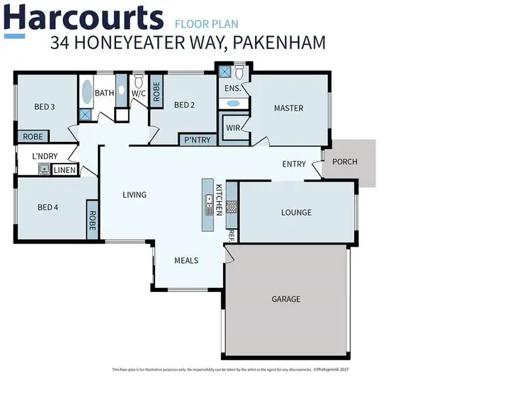 Floorplan of Homely house listing, 34 Honeyeater Way, Pakenham VIC 3810