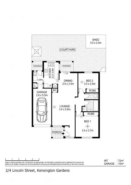 Floorplan of Homely unit listing, 2/4 Lincoln Street, Kensington Gardens SA 5068