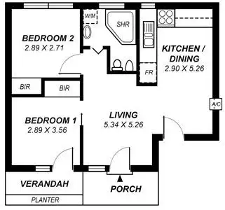 Floorplan of Homely unit listing, 2/6 Hume Street, Adelaide SA 5000