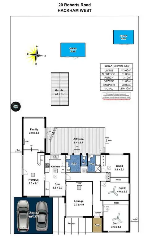 Floorplan of Homely house listing, 20 Roberts Road, Hackham West SA 5163