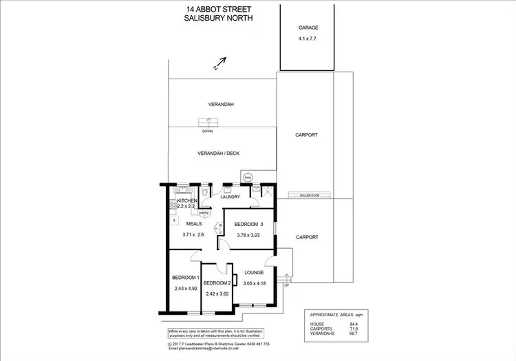 Floorplan of Homely semi-detached listing, 14 Abbot Street, Salisbury North SA 5108
