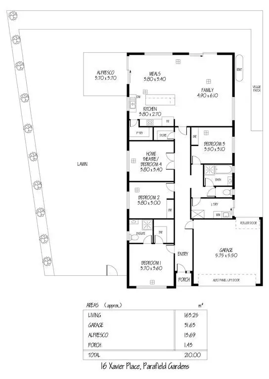 Floorplan of Homely house listing, 16 Xavier Place, Parafield Gardens SA 5107