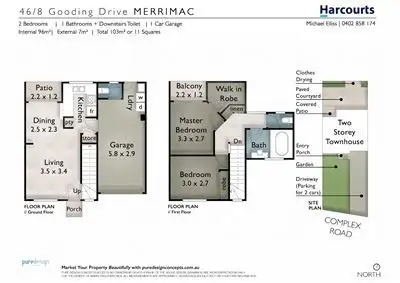 Floorplan of Homely townhouse listing, 46/8 Gooding Drive, Merrimac QLD 4226