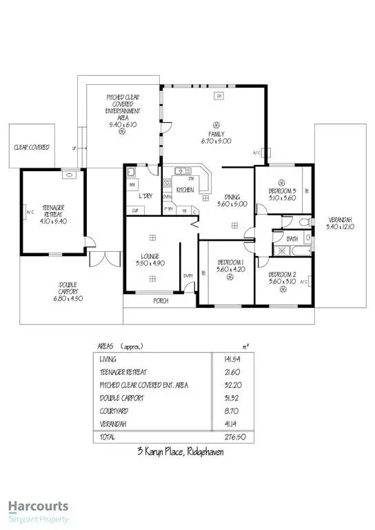 Floorplan of Homely house listing, 3 Karyn Place, Ridgehaven SA 5097