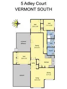 Floorplan of Homely house listing, 5 Adley Court, Vermont South VIC 3133