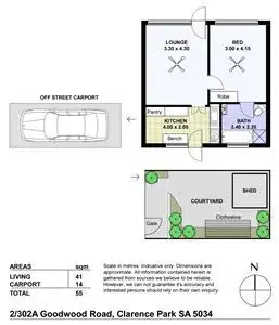 Floorplan of Homely unit listing, 2/302a Goodwood Road, Clarence Park SA 5034