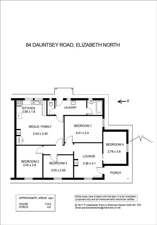 Floorplan of Homely semi-detached listing, 84 Dauntsey Road, Elizabeth North SA 5113