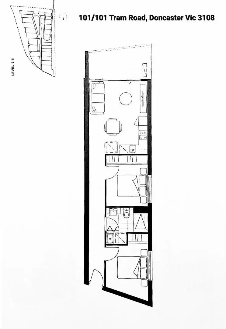 Floorplan of Homely apartment listing, 101/101 Tram Road, Doncaster VIC 3108