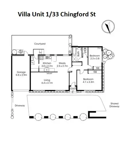 Floorplan of Homely apartment listing, 1/33 Chingford Street, Fairfield VIC 3078