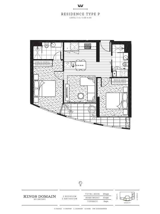 Floorplan of Homely apartment listing, 305/68-70 Dorcas Street, Southbank VIC 3006