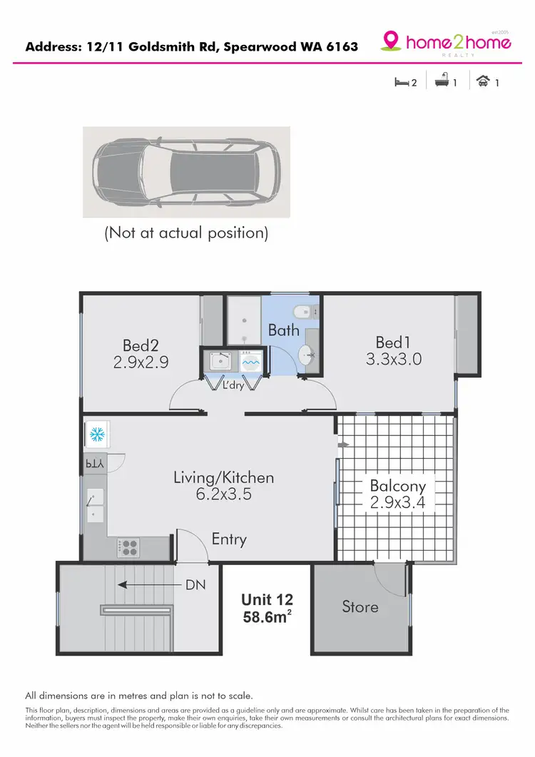 Floorplan of Homely apartment listing, 12/11 Goldsmith Road, Spearwood WA 6163
