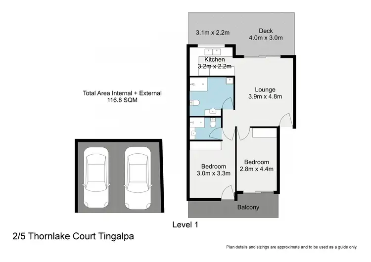 Floorplan of Homely apartment listing, 2/5 Thornlake Court, Tingalpa QLD 4173
