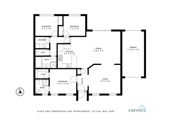 Floorplan of Homely townhouse listing, 1A Gatcum Court, Noble Park VIC 3174