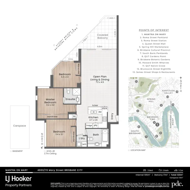 Floorplan of Homely unit listing, 4003/70 Mary Street, Brisbane City QLD 4000