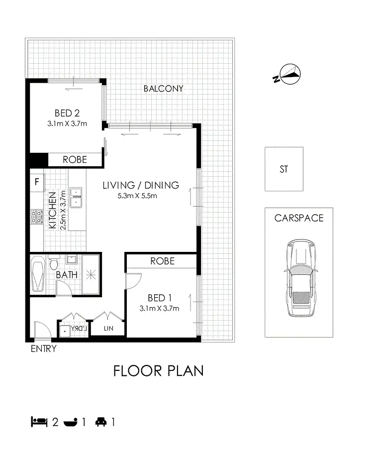 Floorplan of Homely apartment listing, 532/60 Walker Street, Rhodes NSW 2138