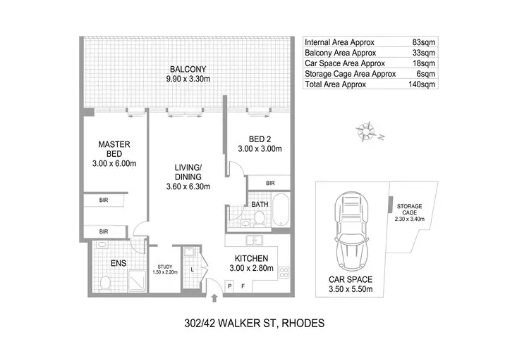 Floorplan of Homely apartment listing, 302/42 Walker St, Rhodes NSW 2138
