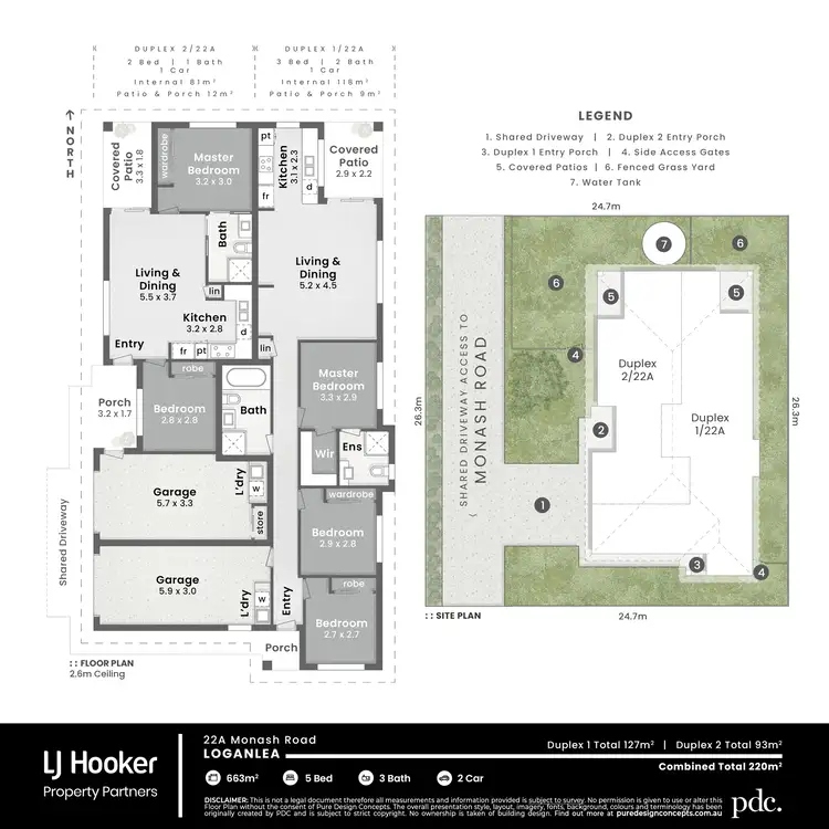 Floorplan of Homely semi-detached listing, 1 & 2/22A Monash Road, Loganlea QLD 4131