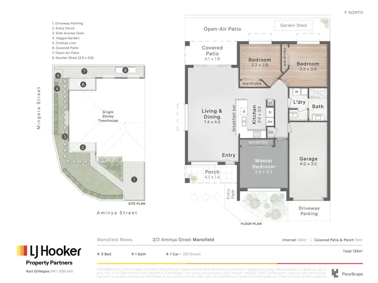 Floorplan of Homely townhouse listing, 3/2 Aminya Street, Mansfield QLD 4122