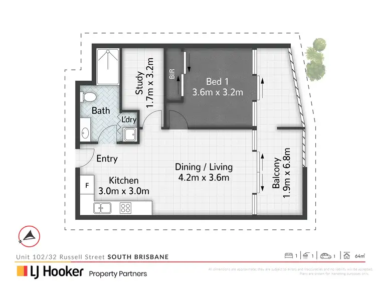 Floorplan of Homely apartment listing, 102/32 Russell Street, South Brisbane QLD 4101