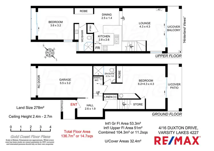 Floorplan of Homely semi-detached listing, 4/16 Duxton Drive, Varsity Lakes QLD 4227