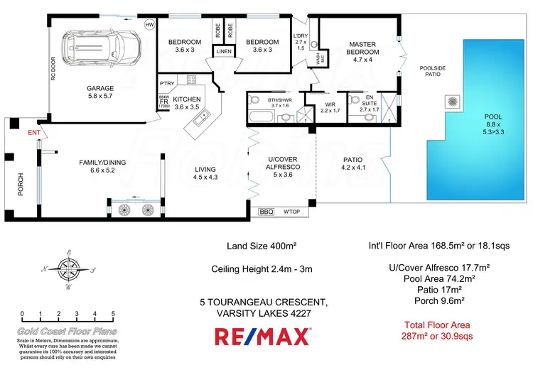 Floorplan of Homely house listing, 5 Tourangeau Cr., Varsity Lakes QLD 4227