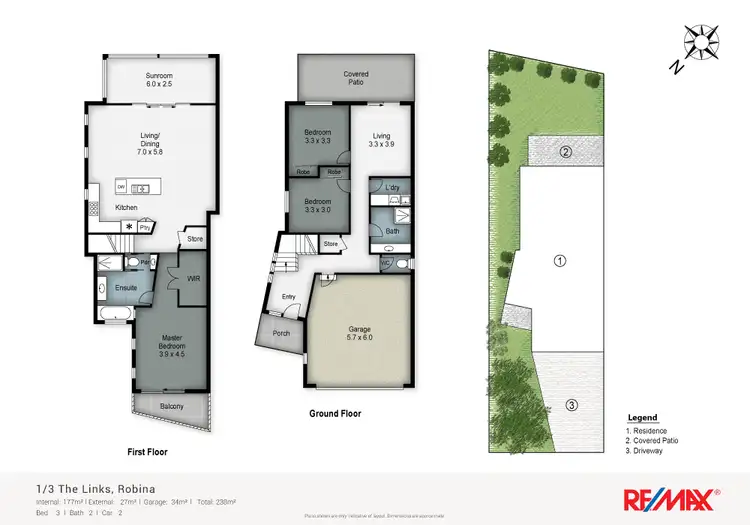 Floorplan of Homely semi-detached listing, 1/3 The Links, Robina QLD 4226