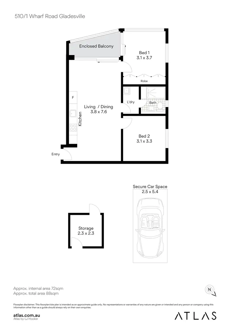 Floorplan of Homely unit listing, 510/1 Wharf Road, Gladesville NSW 2111