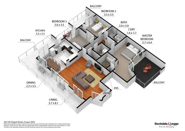 Floorplan of Homely apartment listing, Apartment 201/59 Chapel Street, Cowes VIC 3922