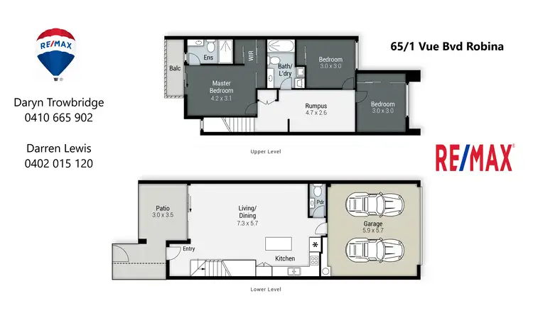 Floorplan of Homely townhouse listing, 65/1 Vue Boulevard, Robina QLD 4226