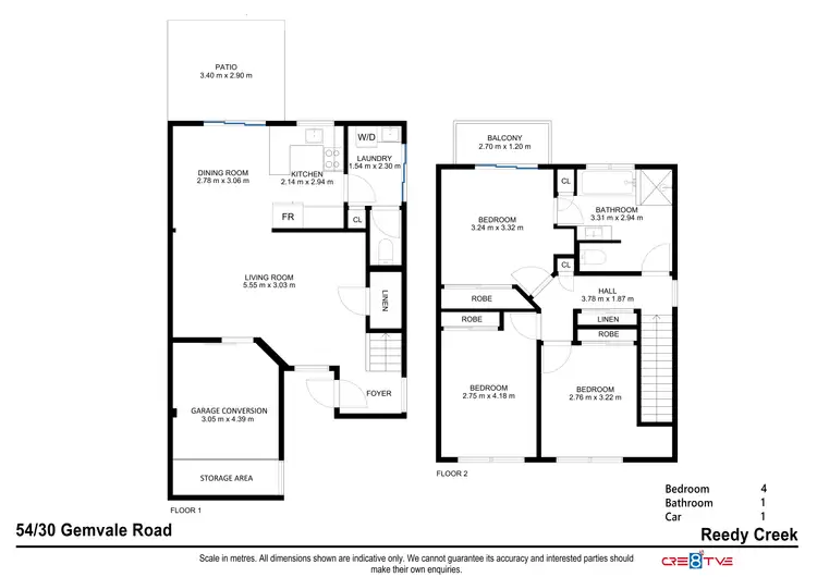 Floorplan of Homely townhouse listing, 54/30 Gemvale Road, Reedy Creek QLD 4227