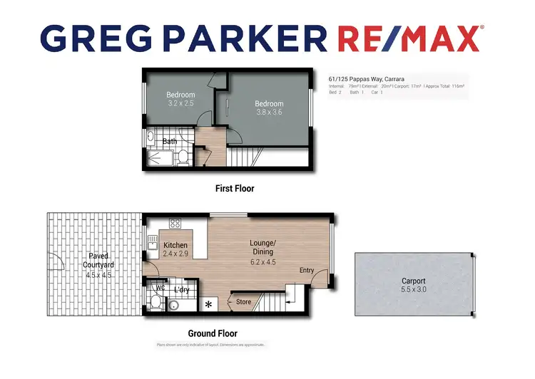 Floorplan of Homely townhouse listing, 61/125 Pappas Way, Carrara QLD 4211
