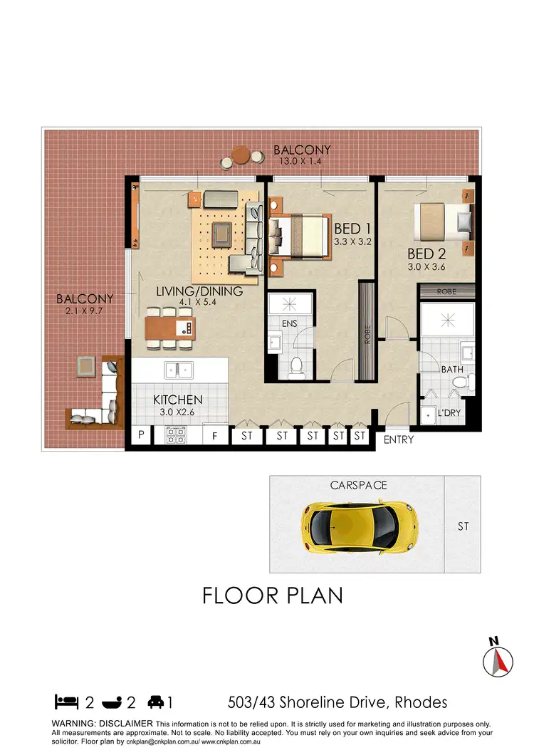 Floorplan of Homely apartment listing, 1303/43 Shoreline Drive, Rhodes NSW 2138