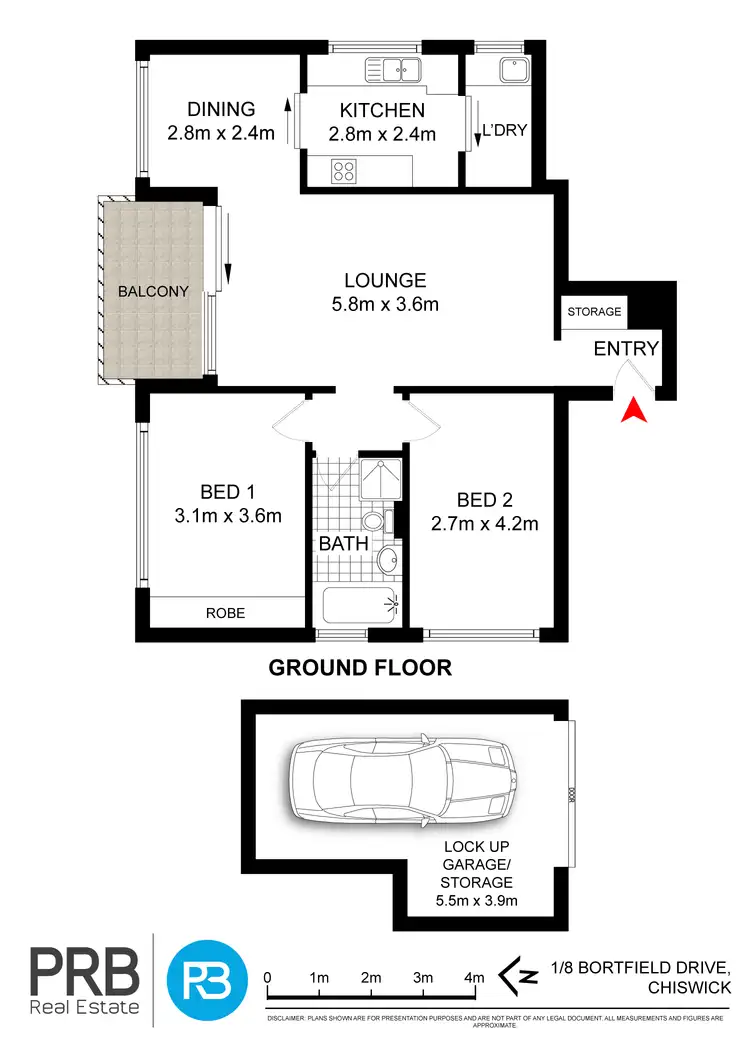 Floorplan of Homely unit listing, 1/8 Bortfield Drive, Chiswick NSW 2046