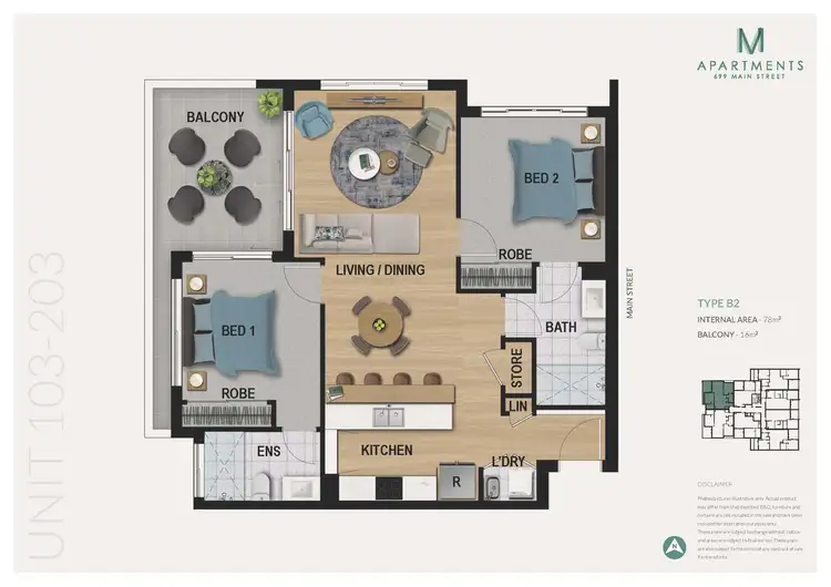 Floorplan of Homely apartment listing, 203/699 Main Street, Kangaroo Point QLD 4169