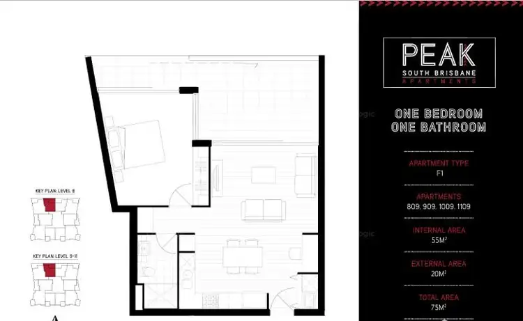 Floorplan of Homely apartment listing, 1009/218 Vulture Street, South Brisbane QLD 4101