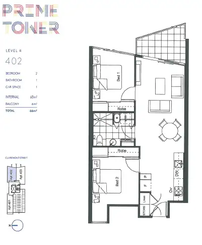 Floorplan of Homely apartment listing, 402/47 Claremont Street, South Yarra VIC 3141