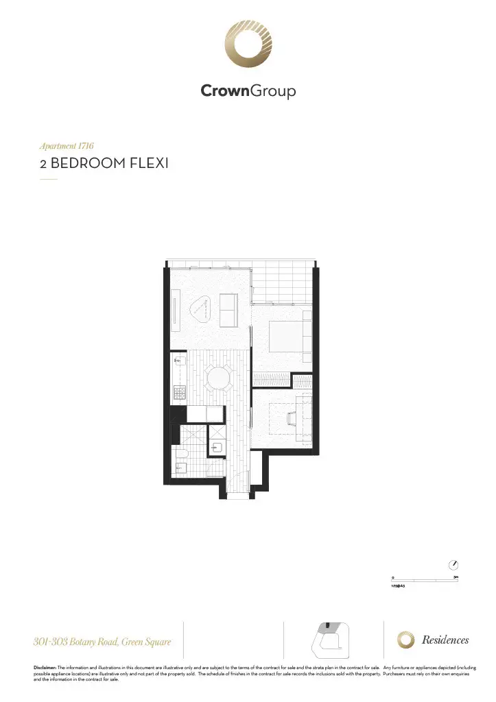 Floorplan of Homely unit listing, 1716/303 Botany Road, Zetland NSW 2017