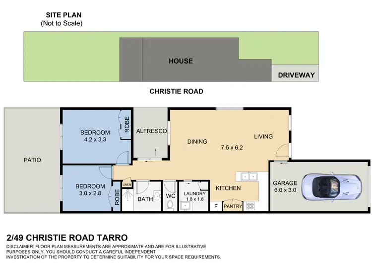 Floorplan of Homely semi-detached listing, 2/49 Christie Road, Tarro NSW 2322