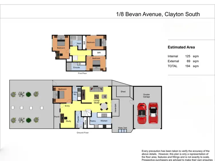 Floorplan of Homely townhouse listing, 1/8 Bevan Avenue, Clayton South VIC 3169