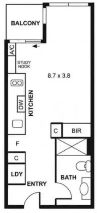 Floorplan of Homely studio listing, 3504/220 Spencer Street, Melbourne VIC 3000