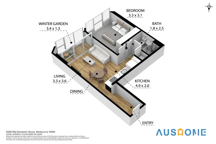Floorplan of Homely apartment listing, 4105/442 Elizabeth Street, Melbourne VIC 3000