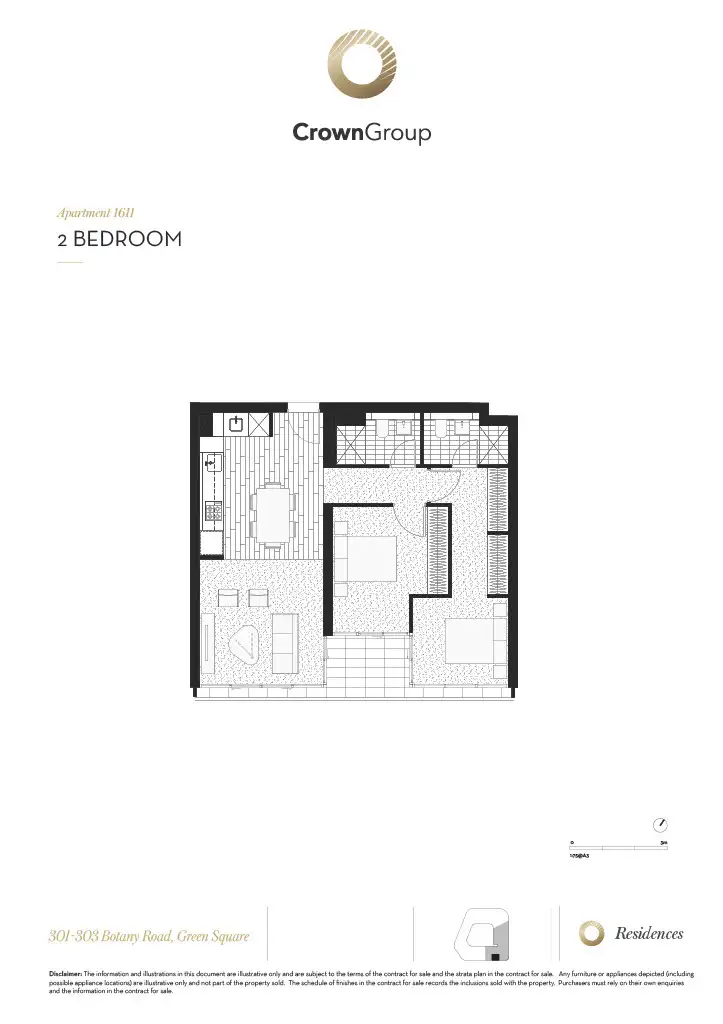 Floorplan of Homely unit listing, 1611/301 Botany Road, Zetland NSW 2017