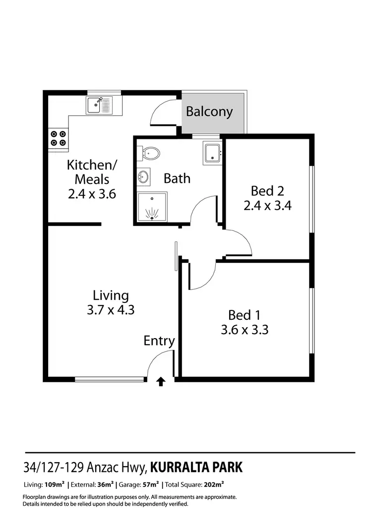 Floorplan of Homely unit listing, 34/127-129 Anzac Highway, Kurralta Park SA 5037