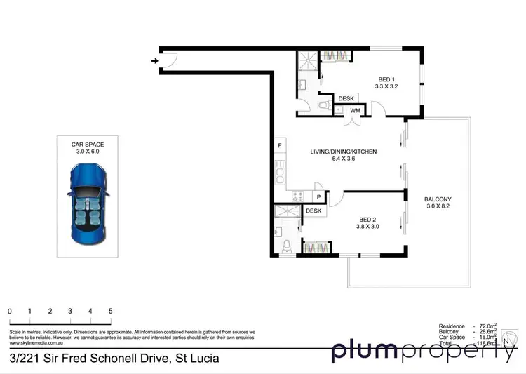 Floorplan of Homely apartment listing, 3/221 Sir Fred Schonell Drive, St Lucia QLD 4067
