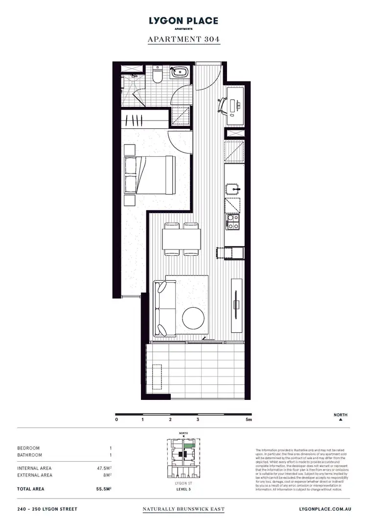 Floorplan of Homely apartment listing, 304/240-250 Lygon Street, Brunswick East VIC 3057