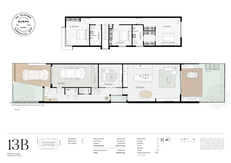 Floorplan of Homely townhouse listing, 13b Burns Street, Yarraville VIC 3013