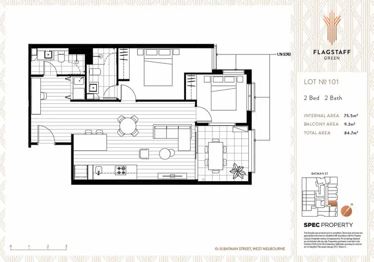 Floorplan of Homely apartment listing, 101/23 Batman Street, West Melbourne VIC 3003