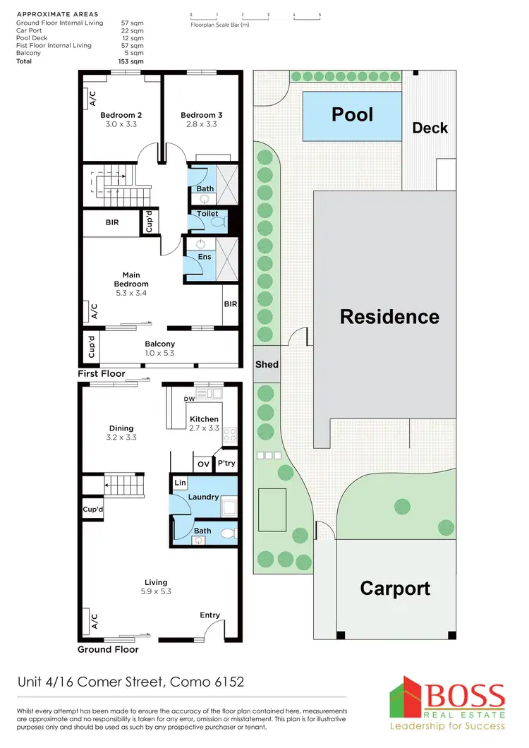 Floorplan of Homely townhouse listing, 4/16 Comer Street, Como WA 6152