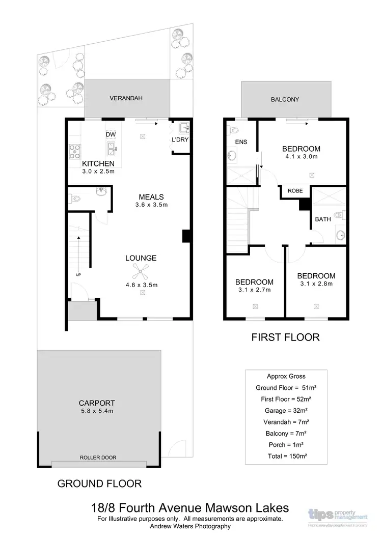 Floorplan of Homely townhouse listing, 18/8 Fourth Avenue, Mawson Lakes SA 5095