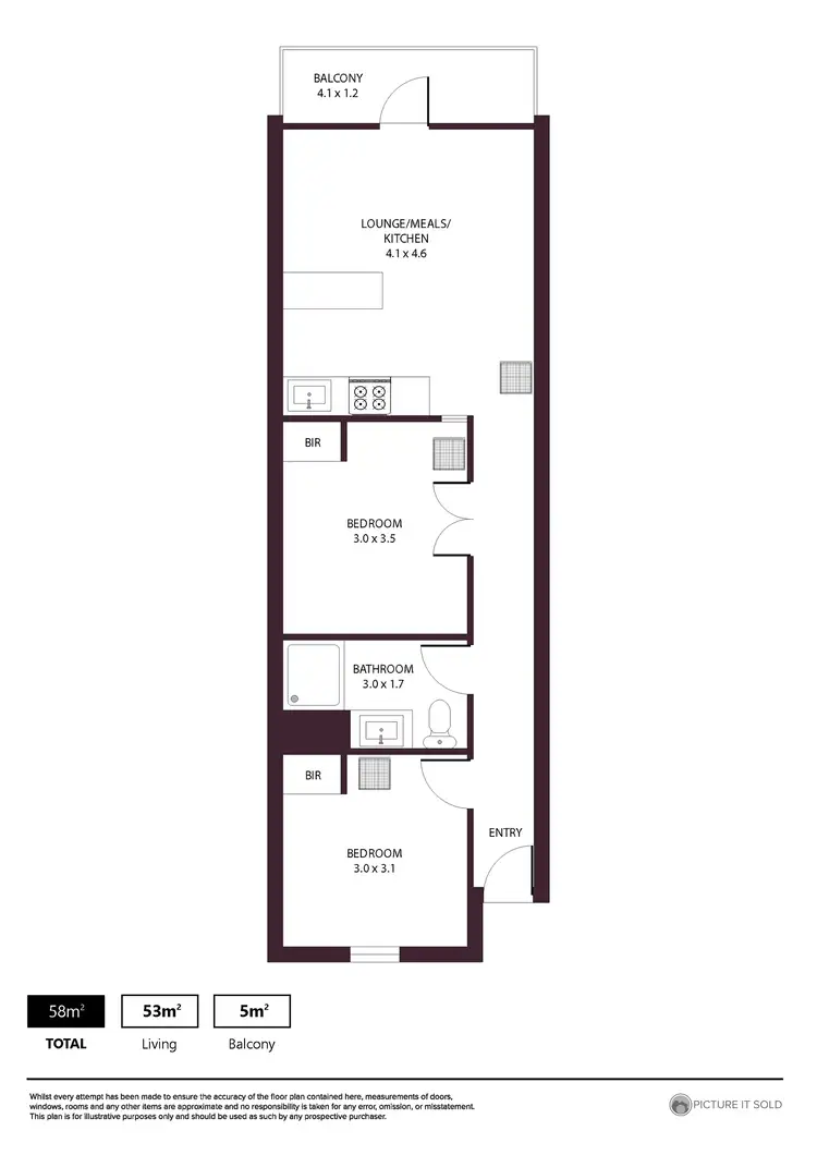 Floorplan of Homely serviced apartment listing, 619/61 Hindmarsh Square, Adelaide SA 5000